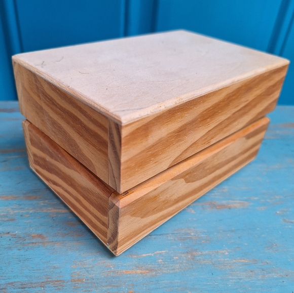 Wooden Block Box Unstained Wood Naked Natural Small Trinket Jewelry Box - Picture 16 of 16